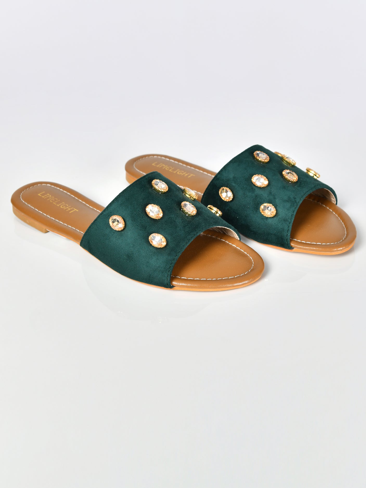 Limelight - Stone Studded Sandals-Green