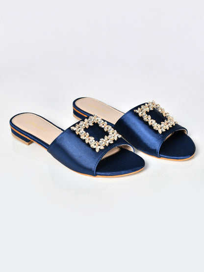 Limelight - Square Stones Sandals-Blue