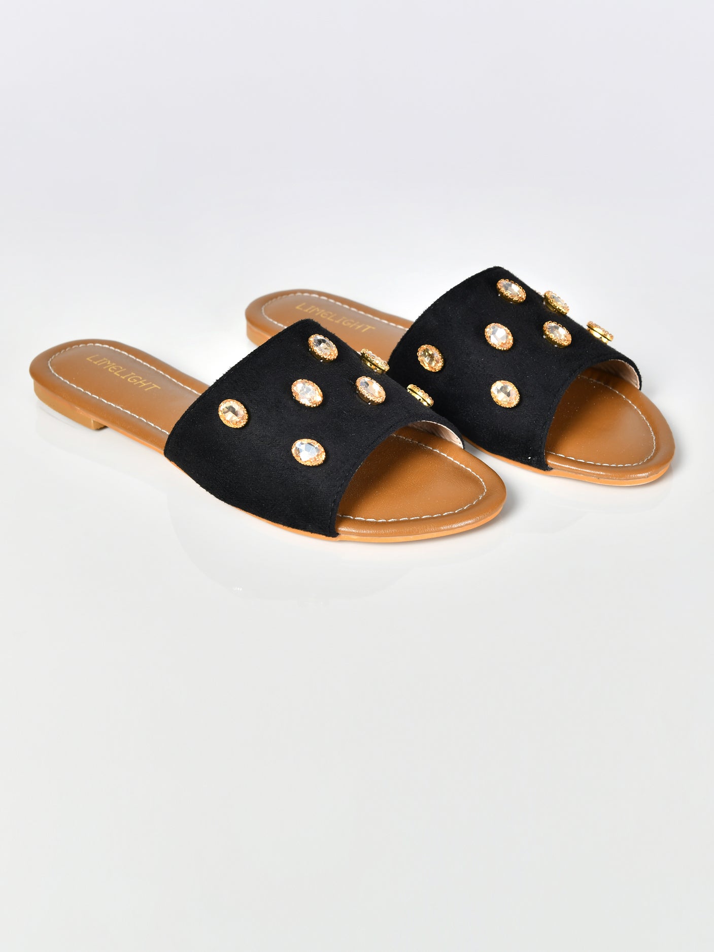 Limelight - Stone Studded Sandals-Black