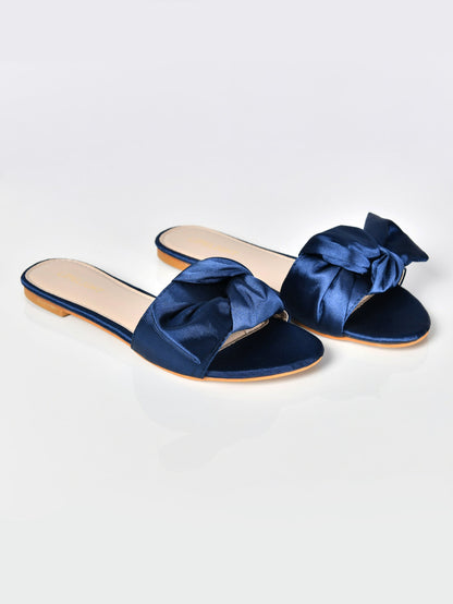 Limelight - Satin Bow Sandals-Blue