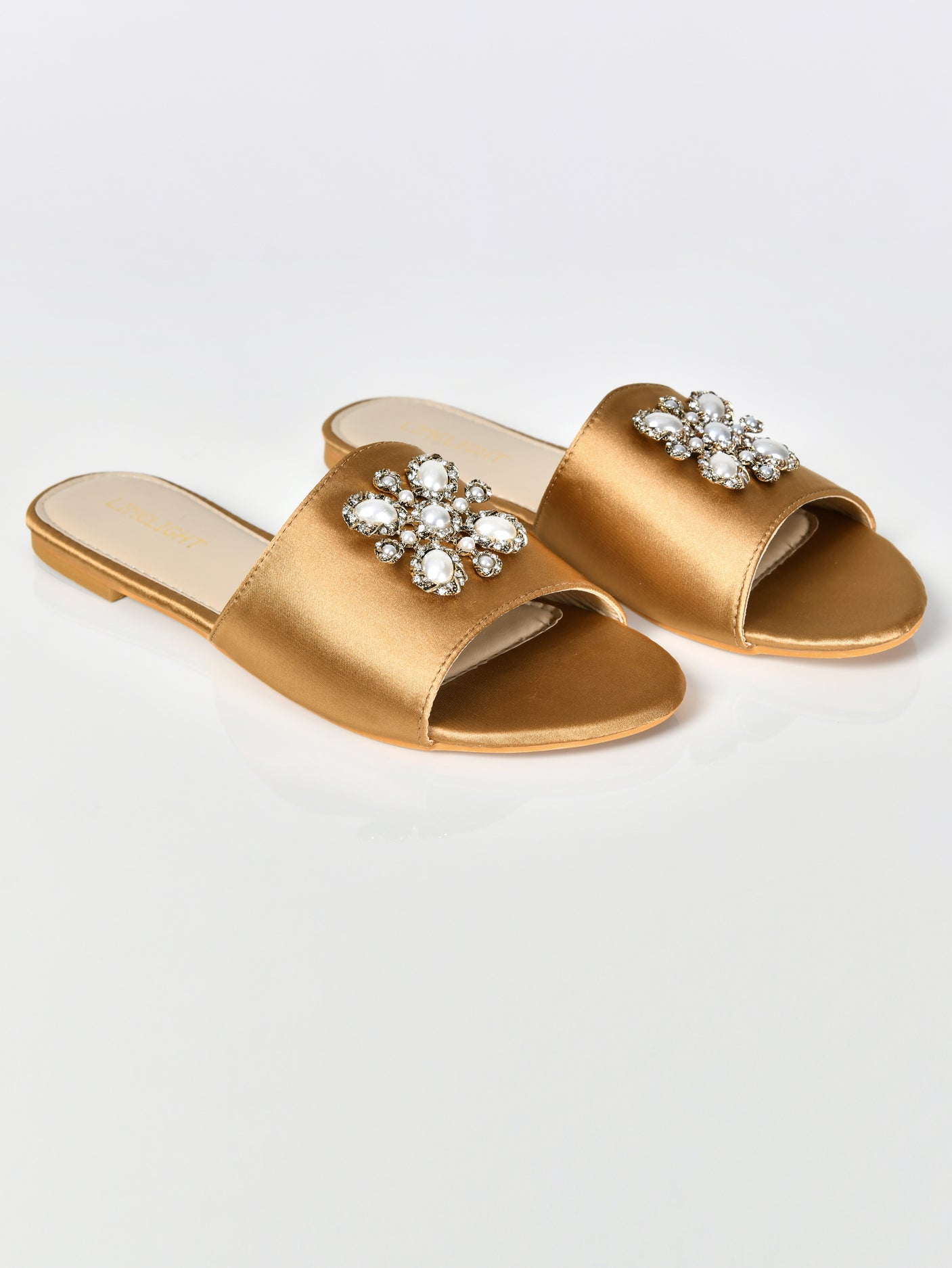 Limelight - Pearl Satin Sandals-Gold