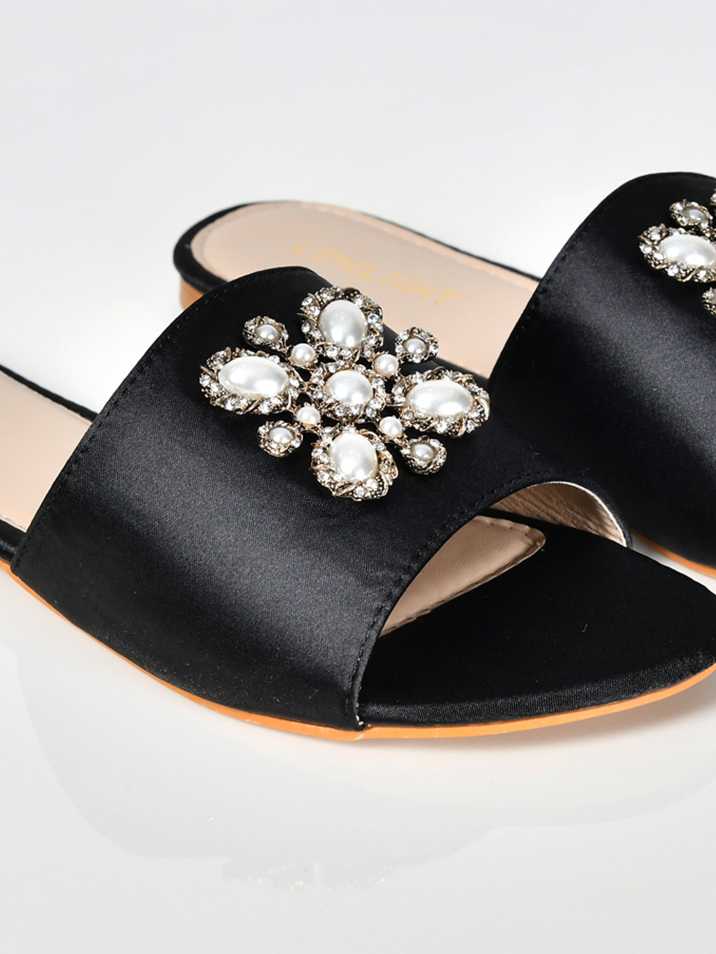 Limelight - Pearl Satin Sandals-Black