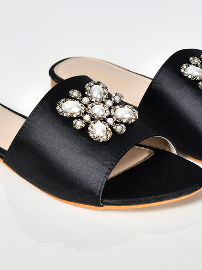 Limelight - Pearl Satin Sandals-Black