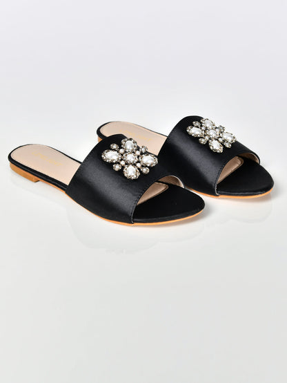 Limelight - Pearl Satin Sandals-Black