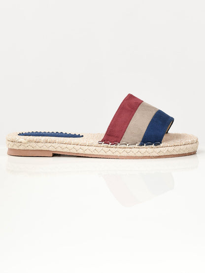 Limelight - Striped Suede Slides - Blue