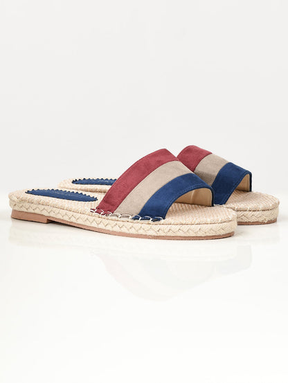 Limelight - Striped Suede Slides - Blue