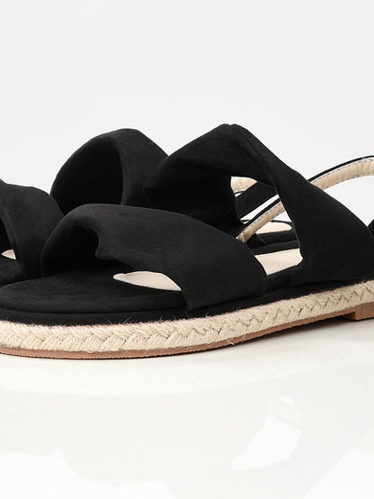 Limelight - Twisted Suede Sandals - Black