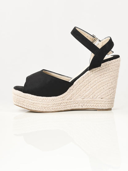 Limelight - Suede Weave Wedges - Black