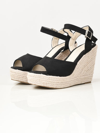 Limelight - Suede Weave Wedges - Black