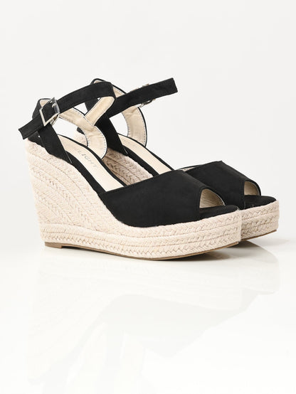 Limelight - Suede Weave Wedges - Black