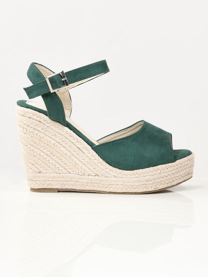 Limelight - Suede Weave Wedges - Green