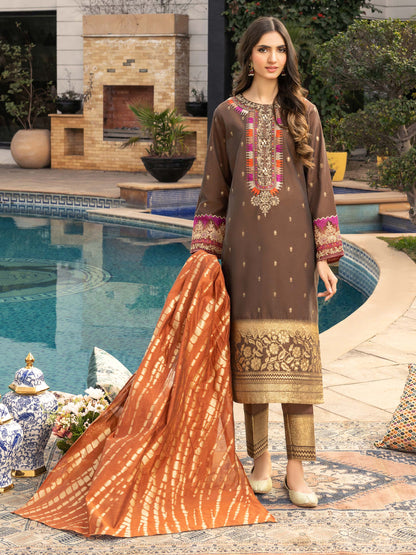 3 Piece Jacquard Suit-Embroidered (Unstitched)