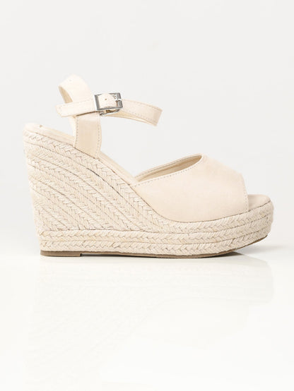 Limelight - Suede Weave Wedges - Cream