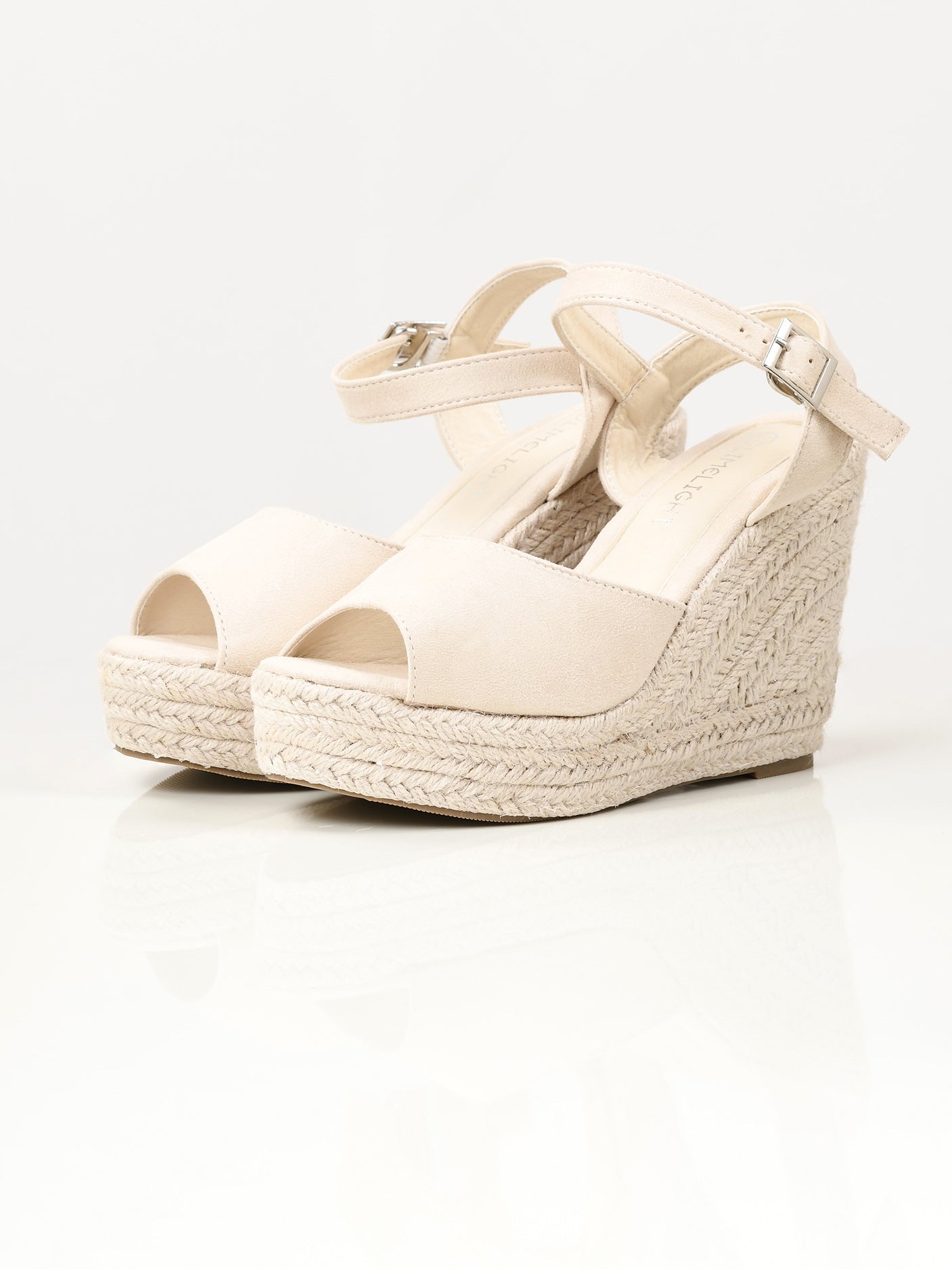 Limelight - Suede Weave Wedges - Cream