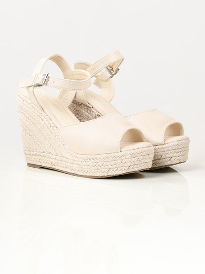 Limelight - Suede Weave Wedges - Cream