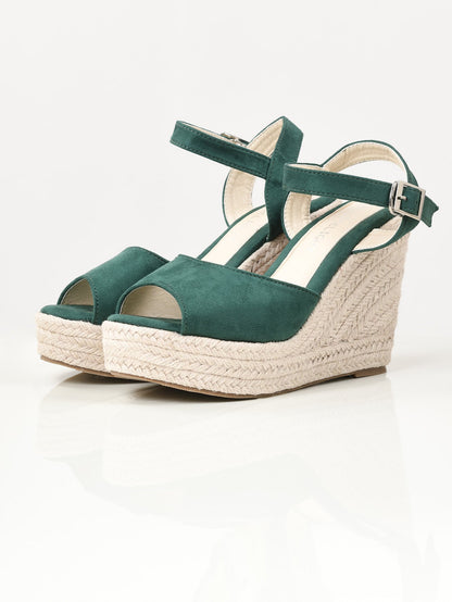 Limelight - Suede Weave Wedges - Green