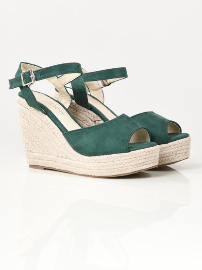 Limelight - Suede Weave Wedges - Green