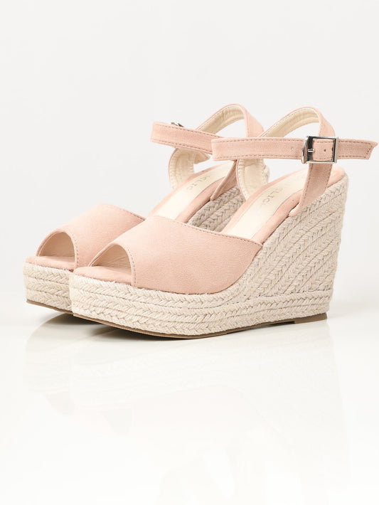 Limelight - Suede Weave Wedges - Tea Pink