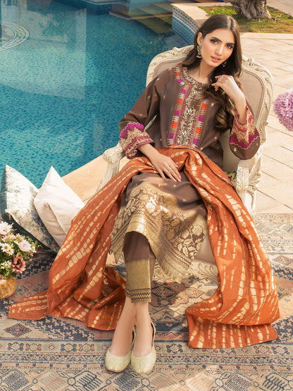 3 Piece Jacquard Suit-Embroidered (Unstitched)