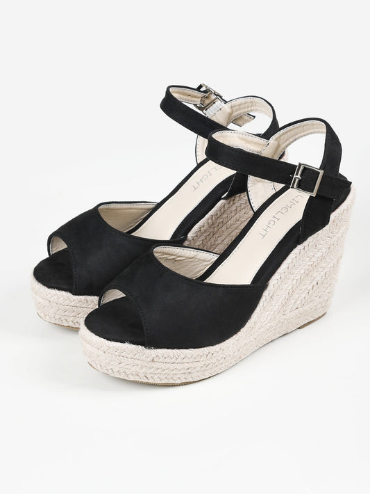 Limelight - Suede Weave Wedges - Black