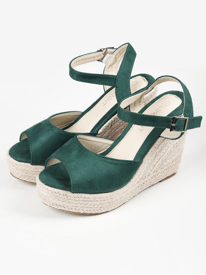 Limelight - Suede Weave Wedges - Green