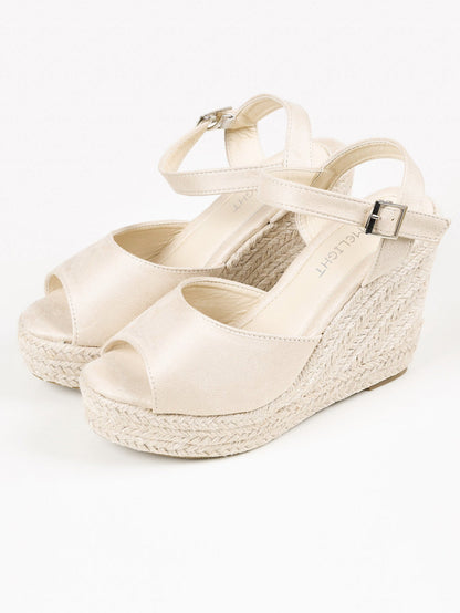 Limelight - Suede Weave Wedges - Cream