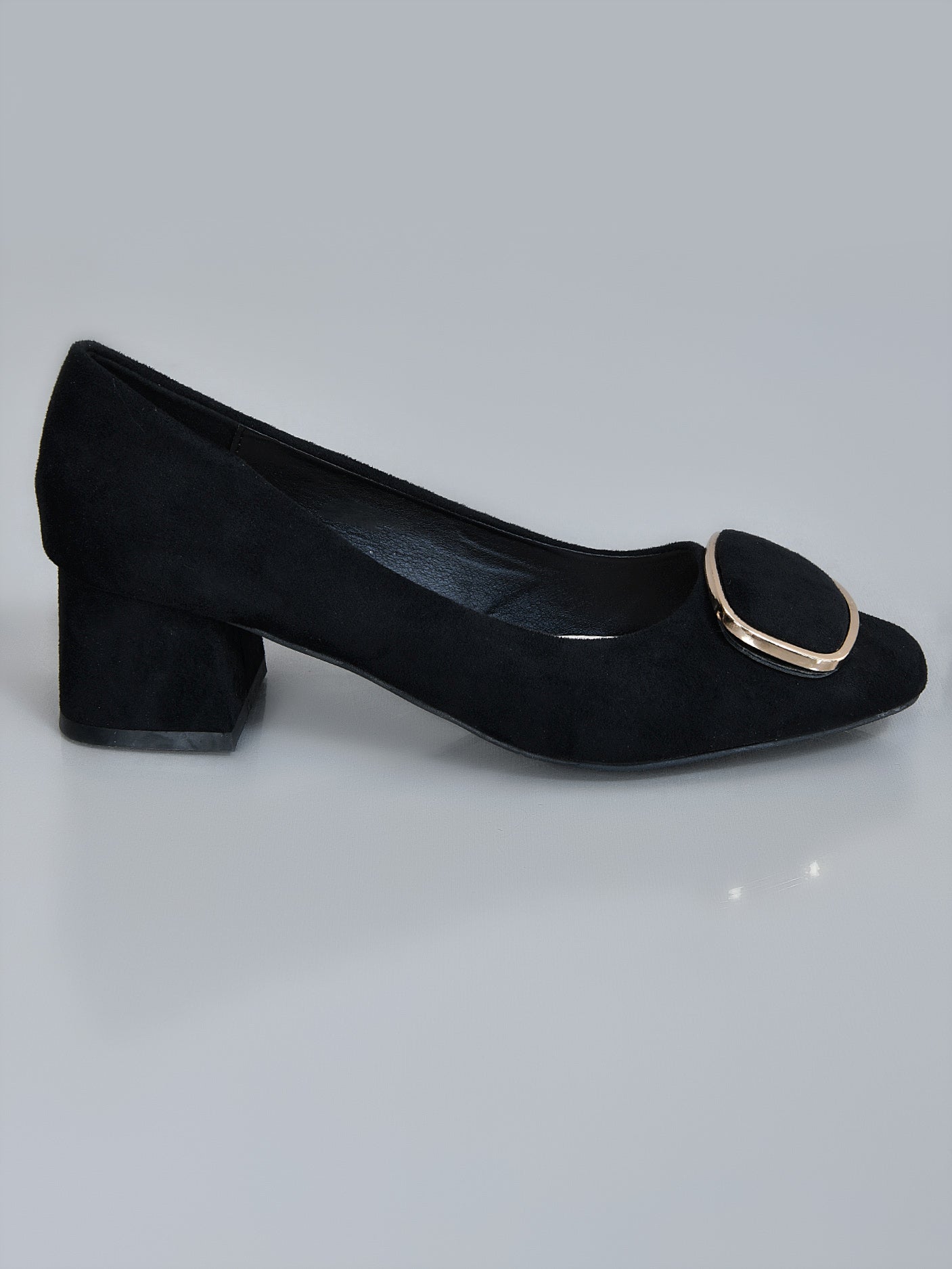 Limelight - Metallic Finish Block Heels- Black