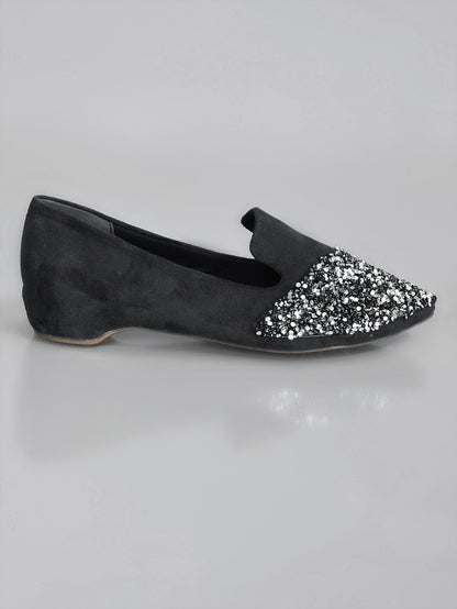 Limelight - Sequined Pointed Pumps - Black