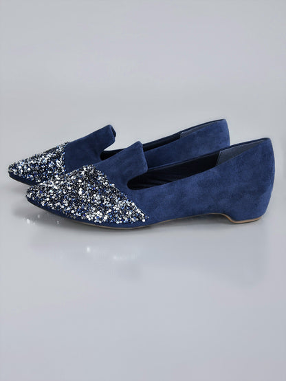 Limelight - Sequined Pointed Pumps - Navy