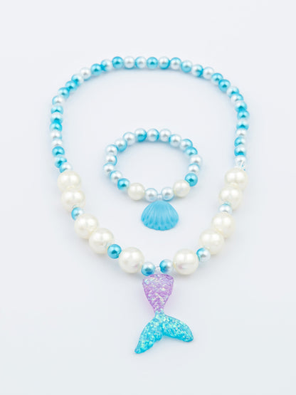 Mermaid Beaded Necklace and Bracelet Set