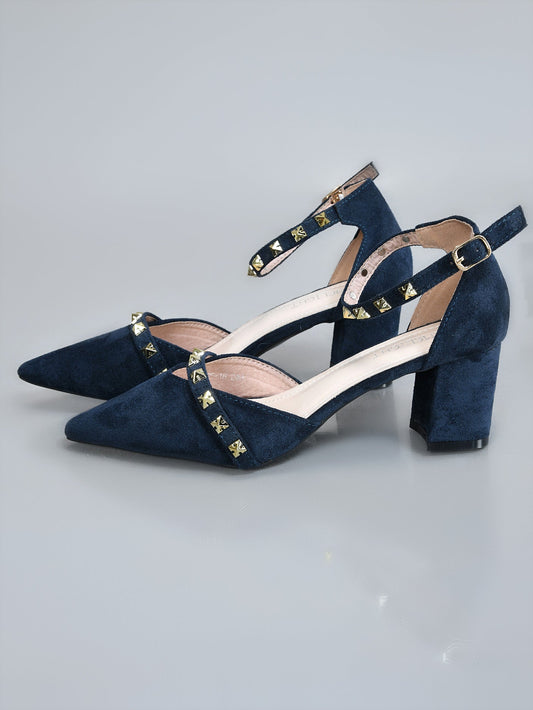 Limelight - Studded Block Heels- Blue