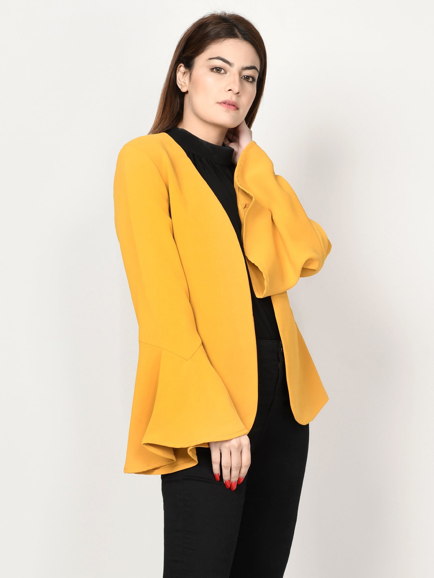 Limelight - Ruffle Sleeved Coat - Yellow