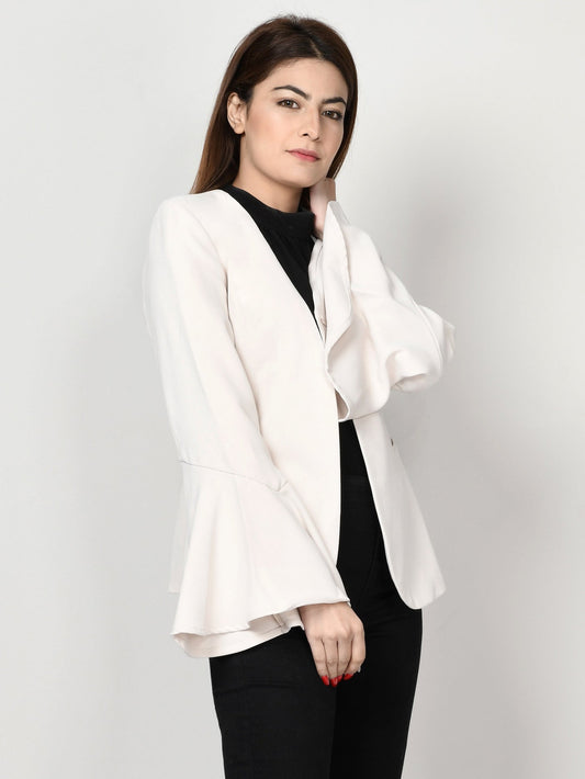 Limelight - Ruffle Sleeved Coat - Off White