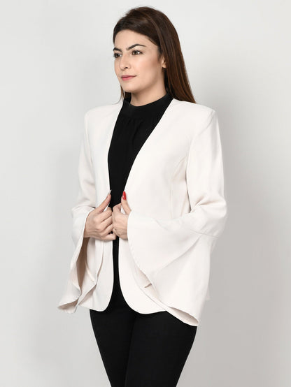 Limelight - Ruffle Sleeved Coat - Off White