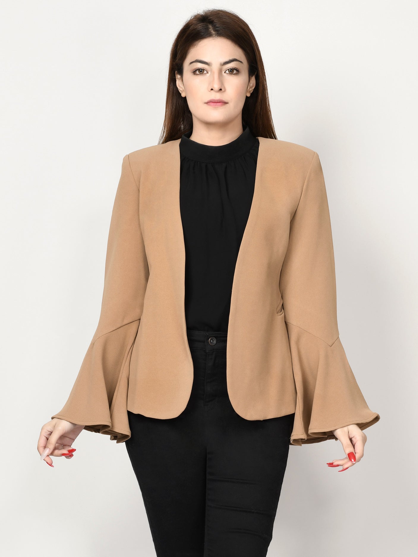 Limelight - Ruffle Sleeved Coat - Brown