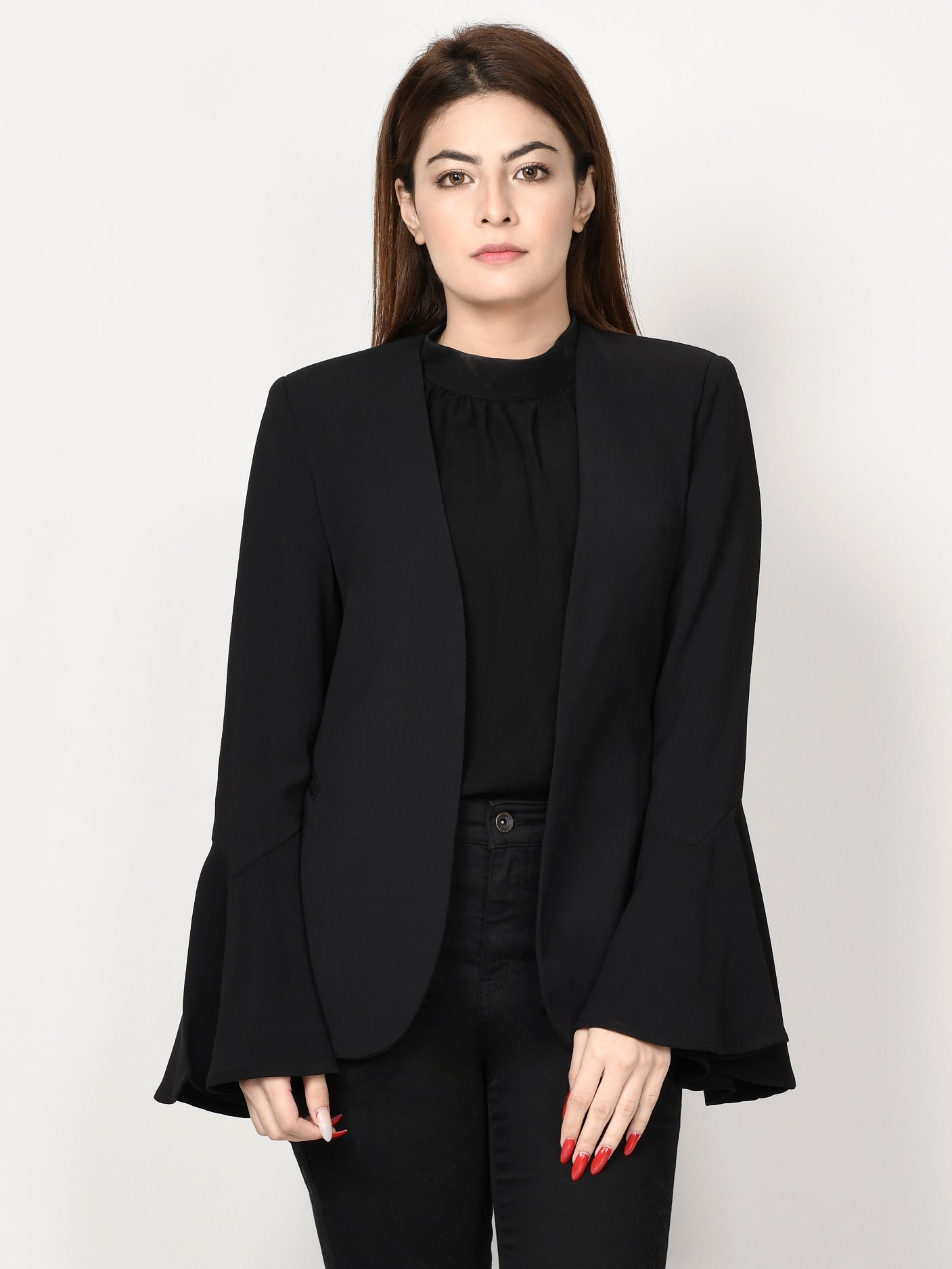 Limelight - Ruffle Sleeved Coat - Black