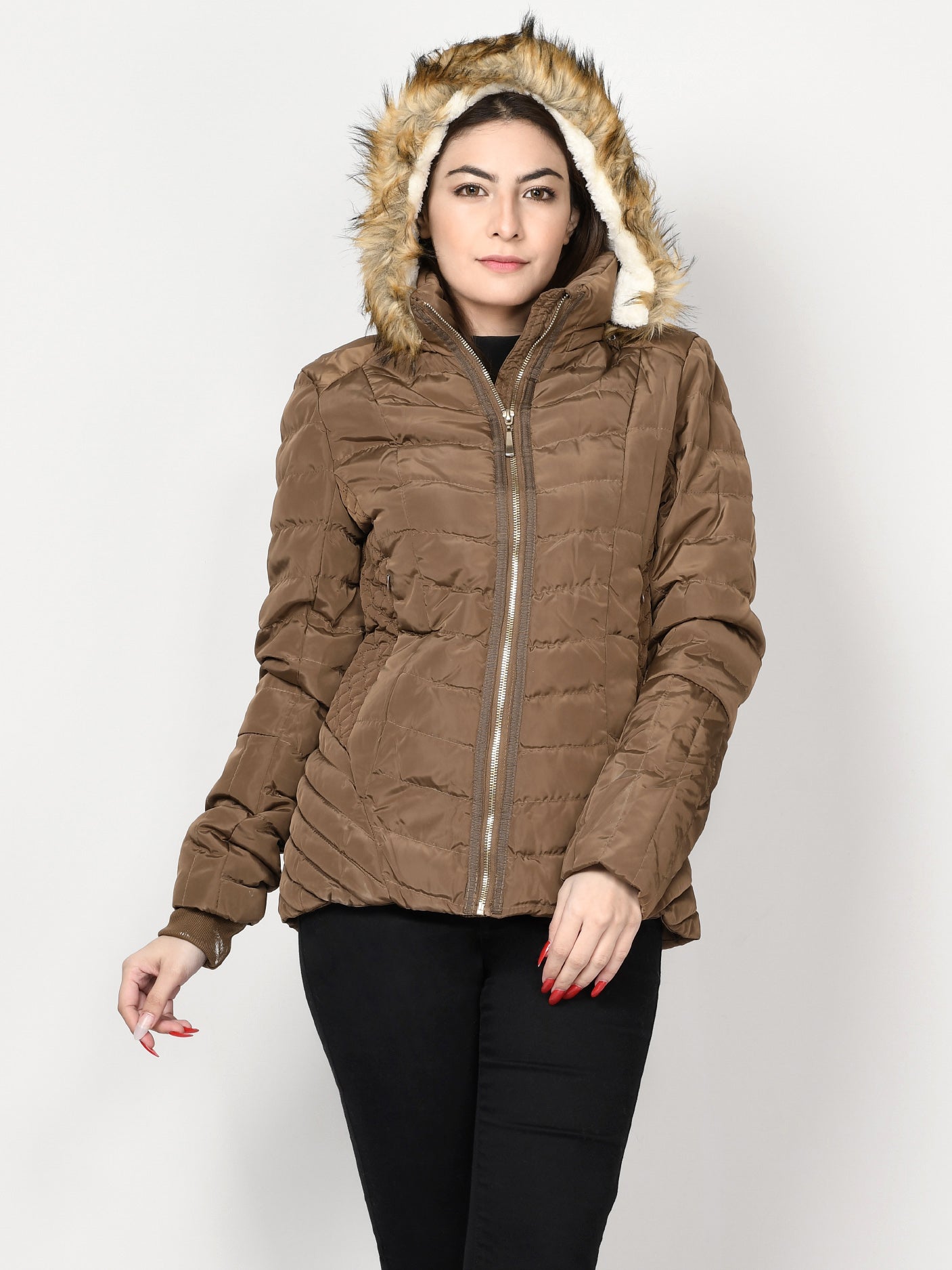 Limelight - Faux Fur Puffer Jacket - Light Brown