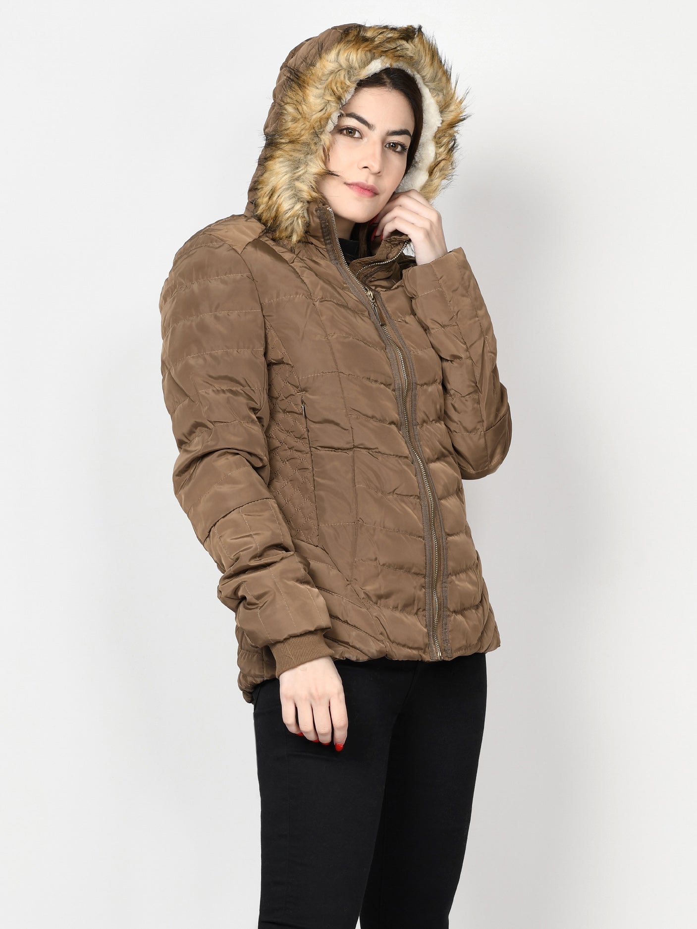 Limelight - Faux Fur Puffer Jacket - Light Brown