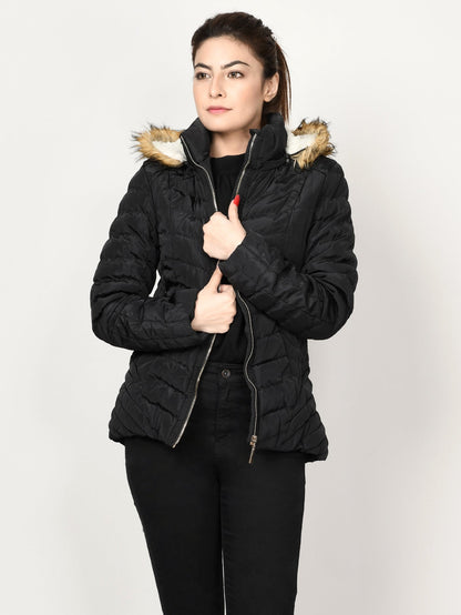 Limelight - Faux Fur Puffer Jacket - Black