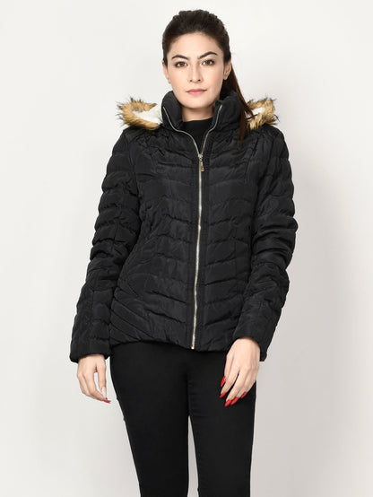 Limelight - Faux Fur Puffer Jacket - Black