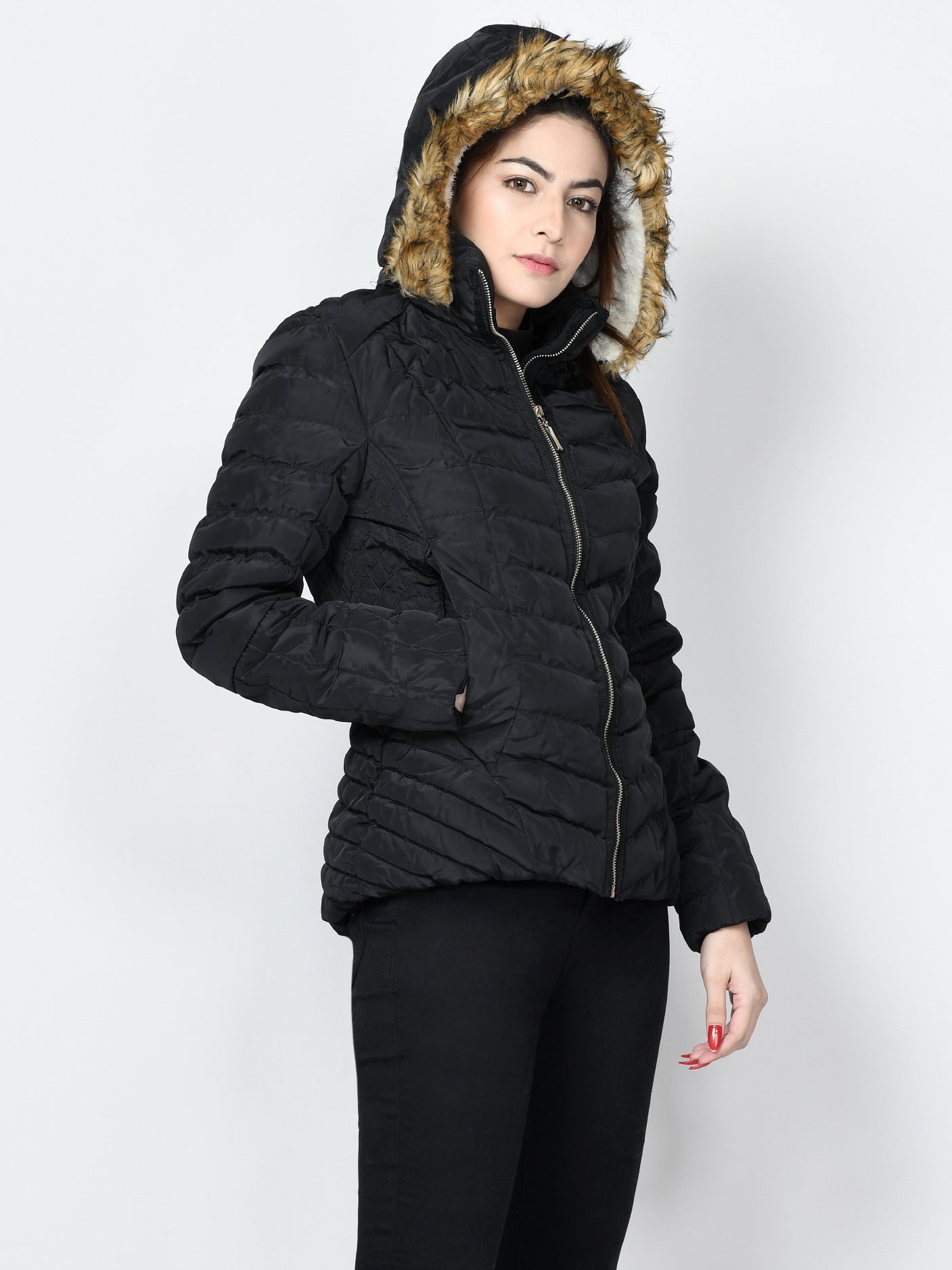 Limelight - Faux Fur Puffer Jacket - Black