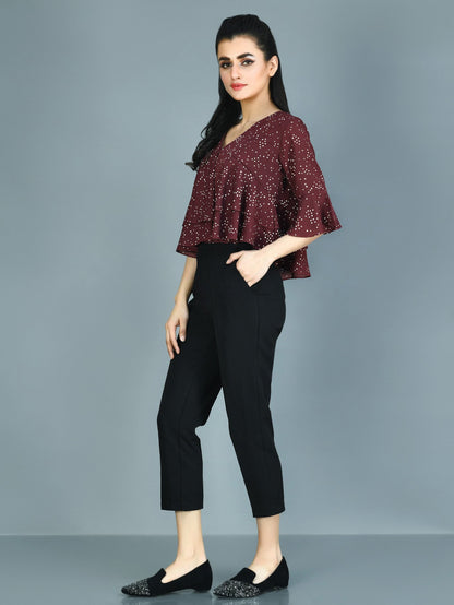 Limelight - Dotted Ruffled Top