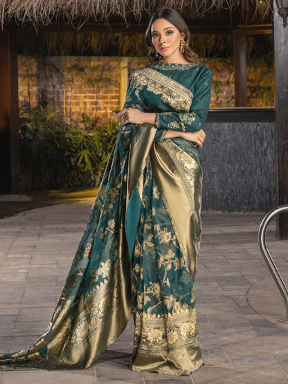 Limelight - 2 Piece Yarn Dyed Saree-Embroidered (Unstitched)