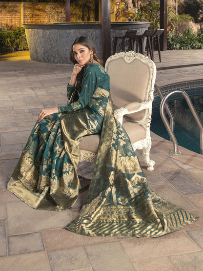 Limelight - 2 Piece Yarn Dyed Saree-Embroidered (Unstitched)