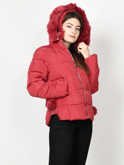 Limelight - Faux Fur Puffer Jacket - Red