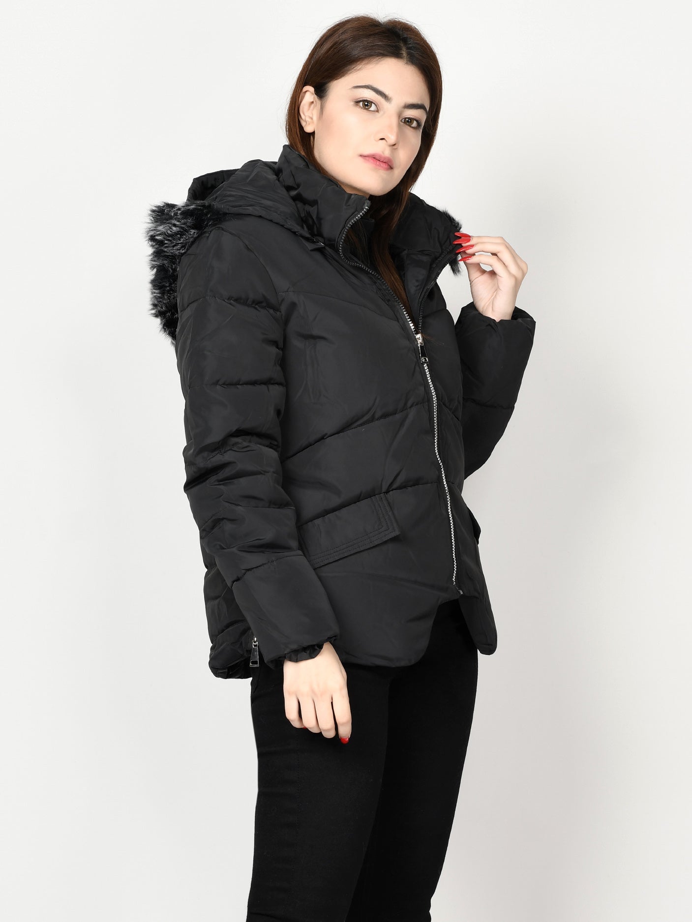 Limelight - Faux Fur Puffer Jacket - Black