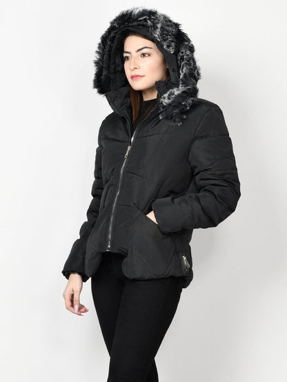 Limelight - Faux Fur Puffer Jacket - Black