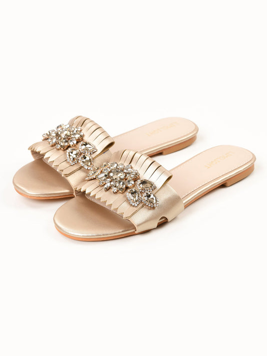 Limelight - Stone Fringe Slides - Gold