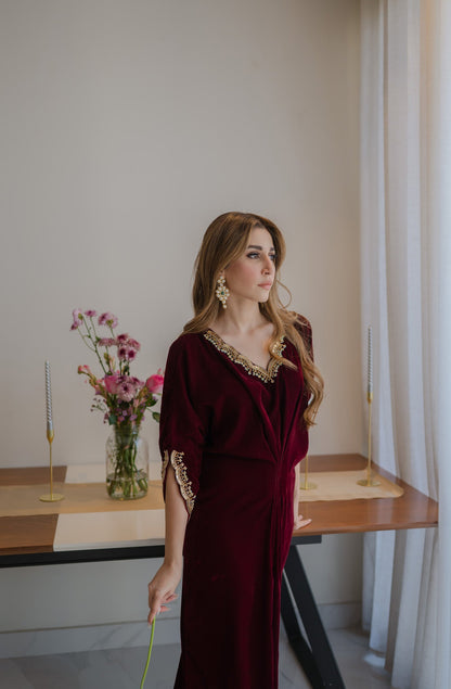 Sammy K - Maroon Velvet Caftan