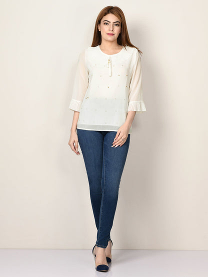 Limelight - Pleated Chiffon Top